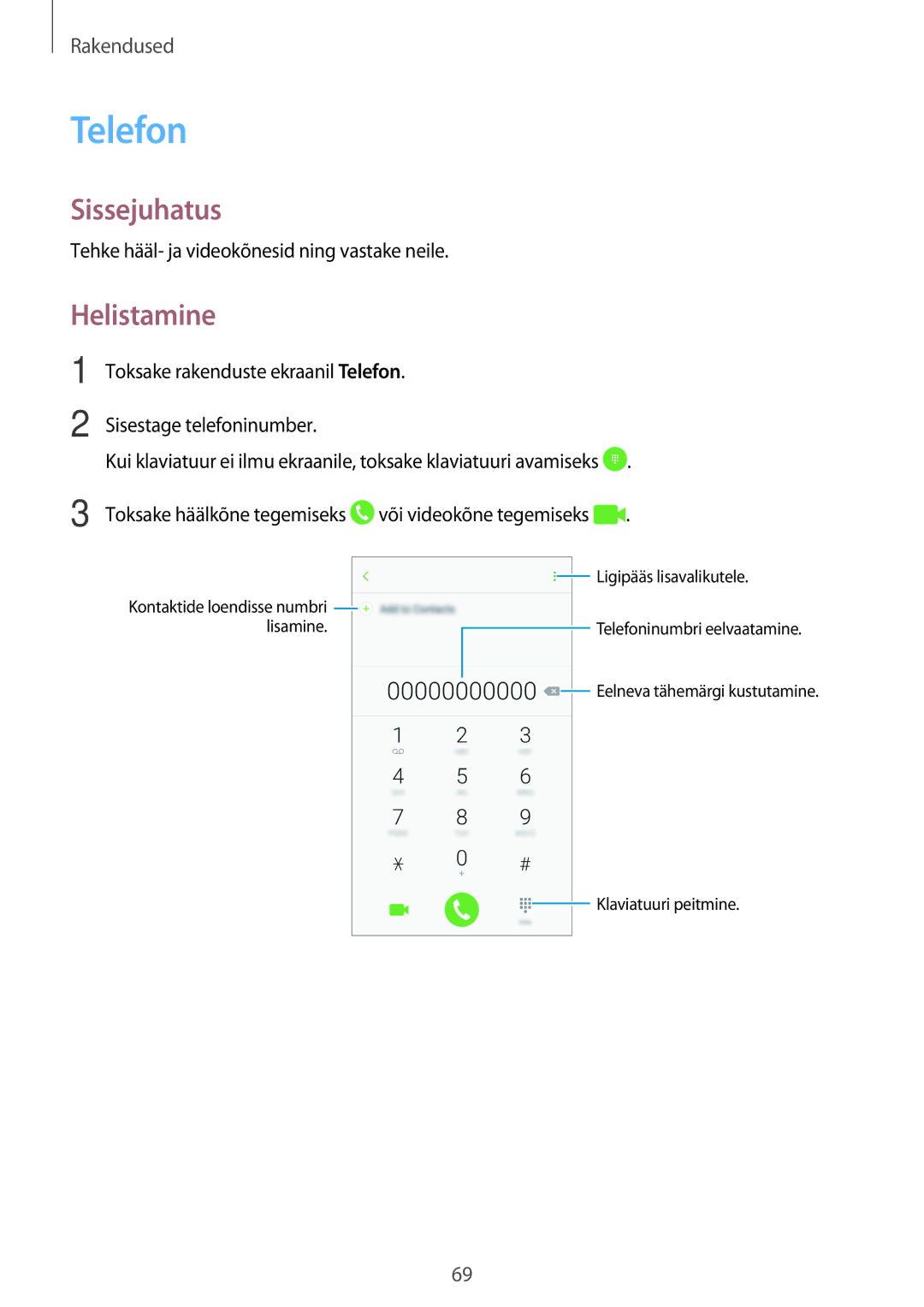 Samsung SM-A520FZIASEB, SM-A520FZDASEB, SM-A520FZKASEB manual Telefon, Helistamine 