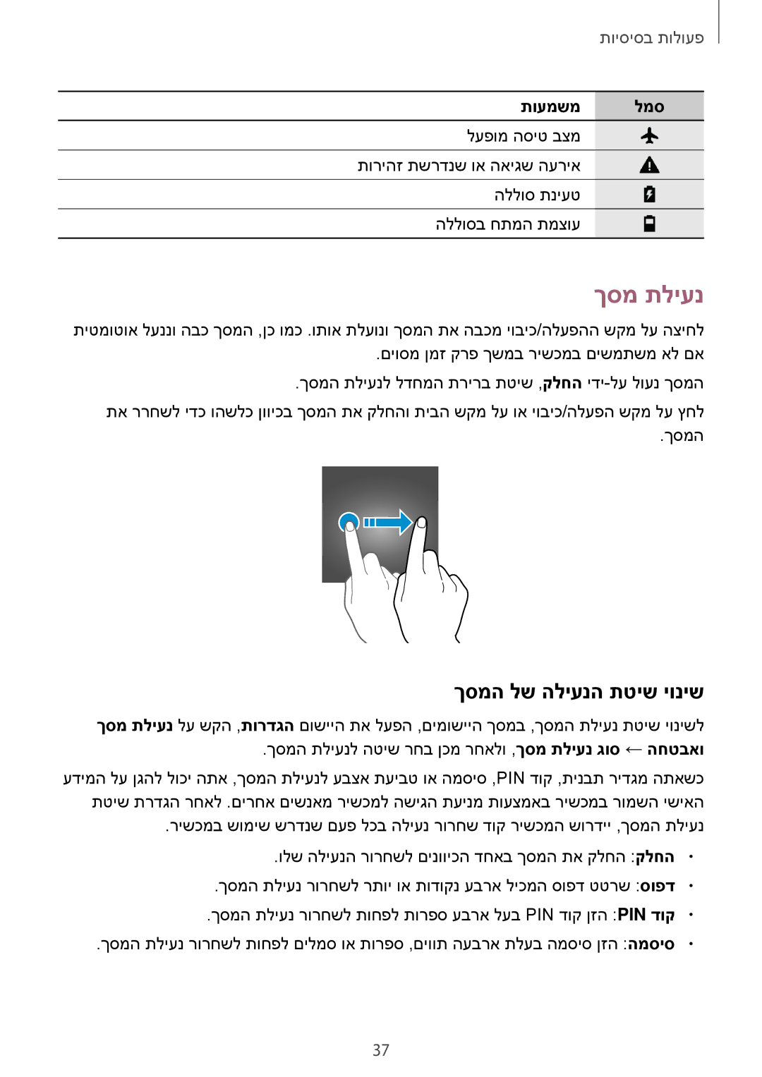 Samsung SM-A720FZDAILO, SM-A520FZKAILO manual ךסמ תליענ, ךסמה לש הליענה תטיש יוניש 