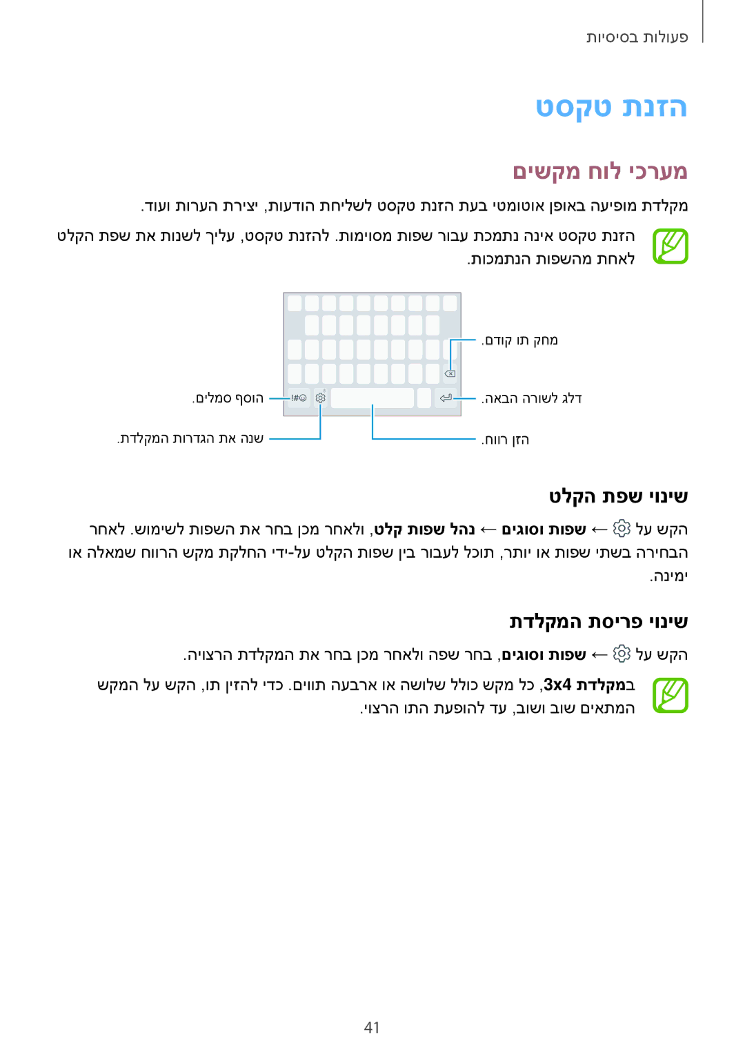 Samsung SM-A720FZDAILO, SM-A520FZKAILO manual טסקט תנזה, םישקמ חול יכרעמ, טלקה תפש יוניש, תדלקמה תסירפ יוניש 