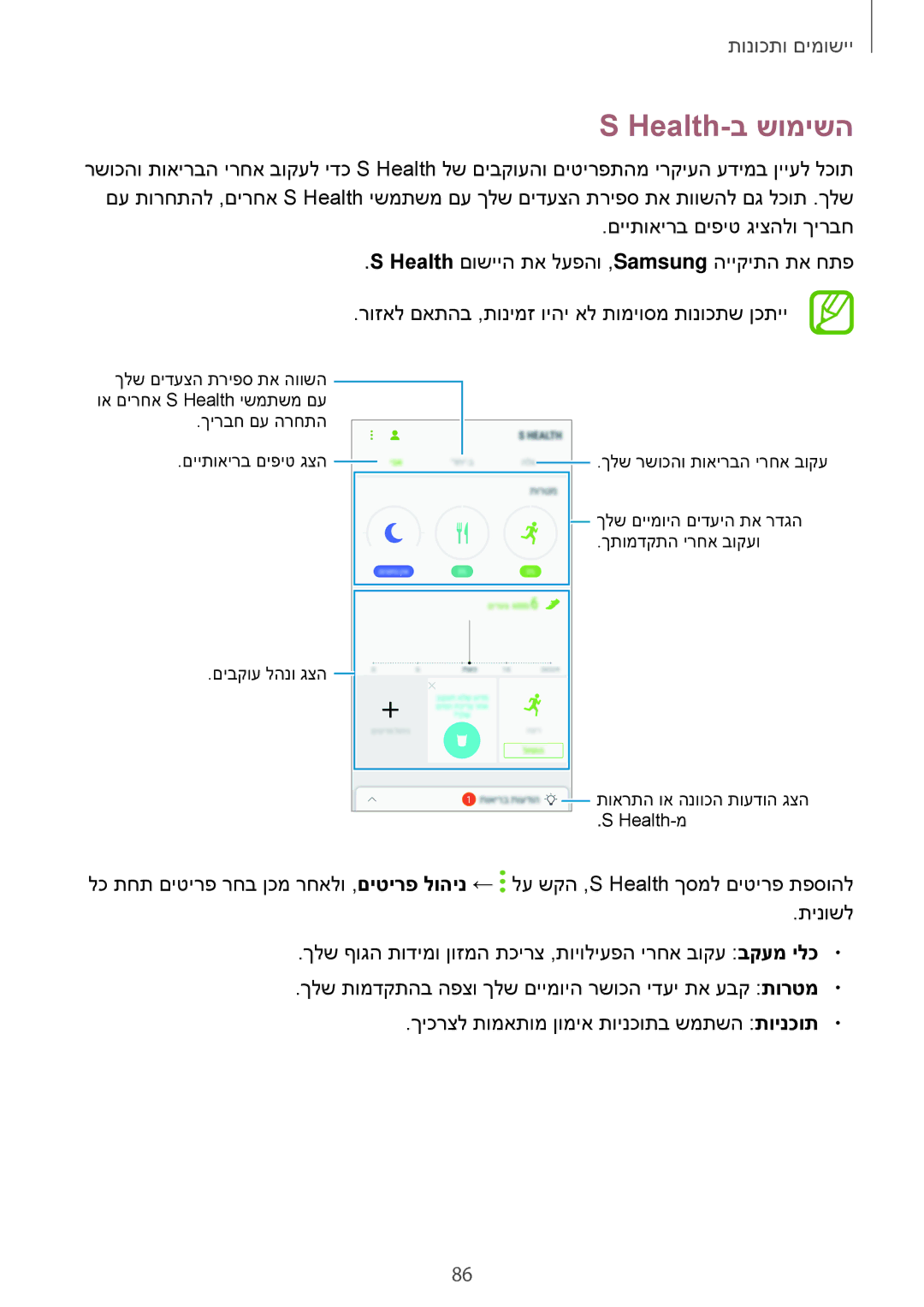 Samsung SM-A520FZKAILO, SM-A720FZDAILO manual Health-ב שומישה 