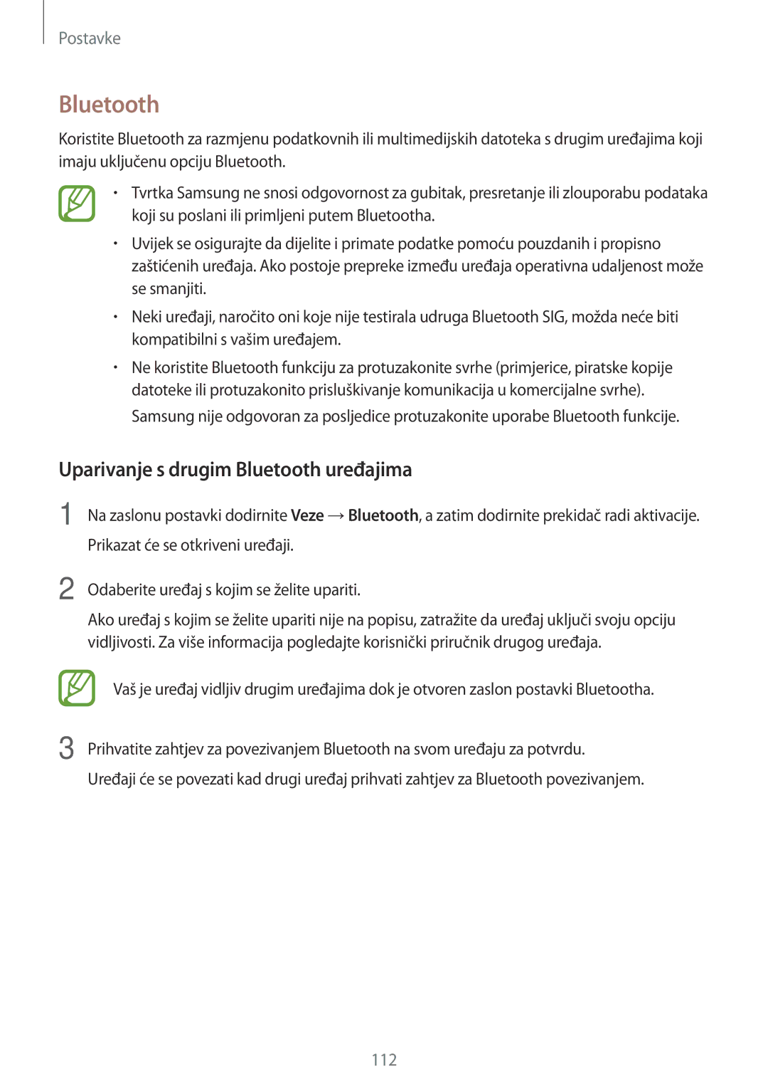 Samsung SM-A520FZKASEE, SM-A520FZIASEE, SM-A520FZBASEE, SM-A320FZKNSEE manual Uparivanje s drugim Bluetooth uređajima 