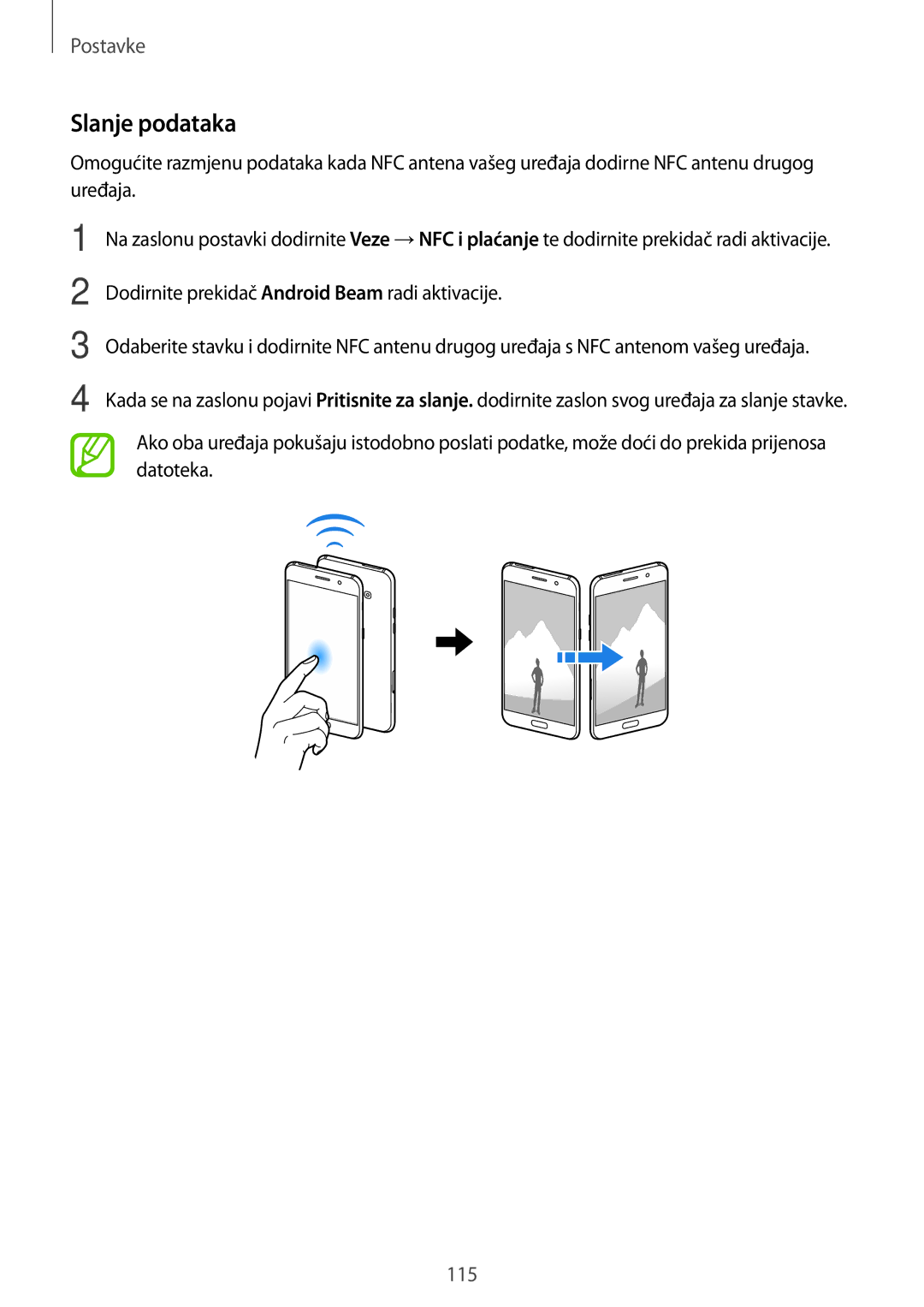 Samsung SM-A320FZKNSEE, SM-A520FZKASEE, SM-A520FZIASEE, SM-A520FZBASEE, SM-A320FZBNSEE, SM-A520FZDASEE manual Slanje podataka 