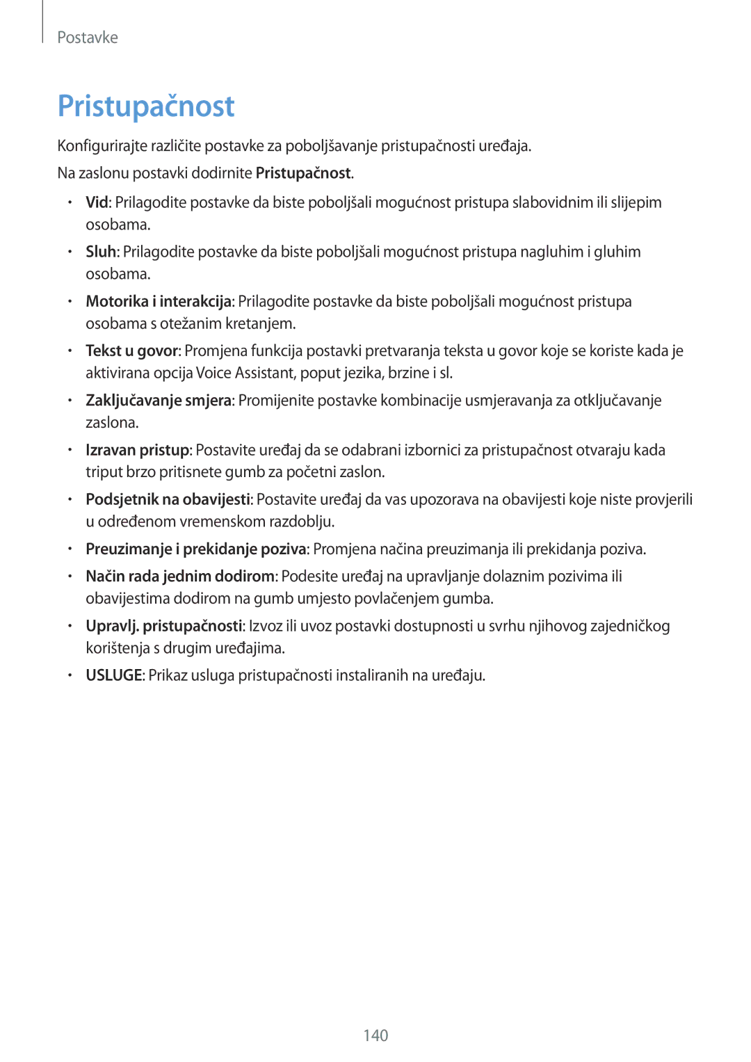 Samsung SM-A320FZBNSEE, SM-A520FZKASEE, SM-A520FZIASEE, SM-A520FZBASEE, SM-A320FZKNSEE, SM-A520FZDASEE manual Pristupačnost 