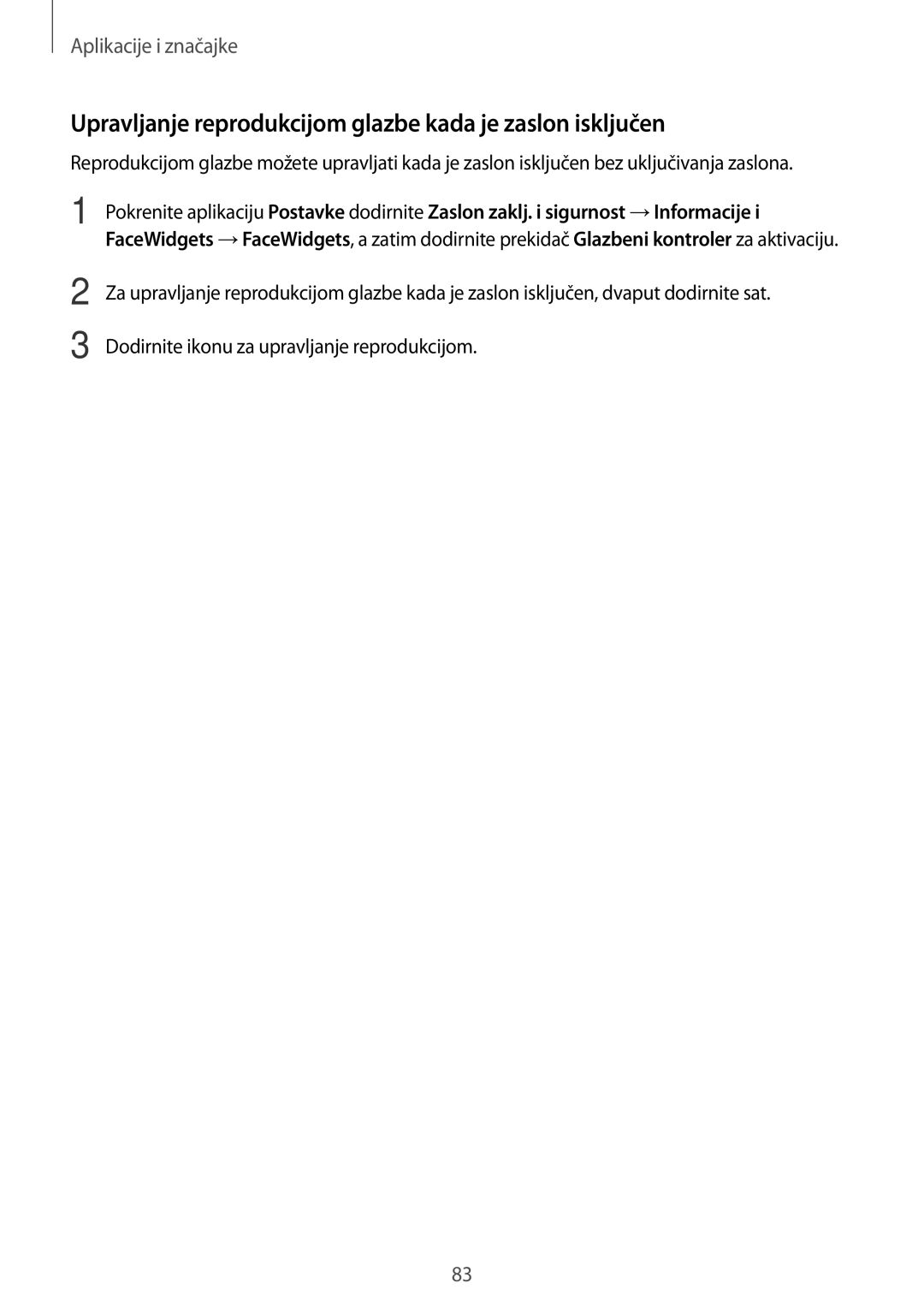 Samsung SM-A320FZKNSEE, SM-A520FZKASEE, SM-A520FZIASEE manual Upravljanje reprodukcijom glazbe kada je zaslon isključen 