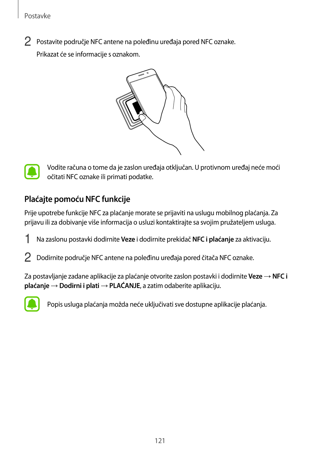 Samsung SM-A520FZIASEE, SM-A520FZKASEE, SM-A520FZBASEE, SM-A520FZDASEE manual Plaćajte pomoću NFC funkcije 