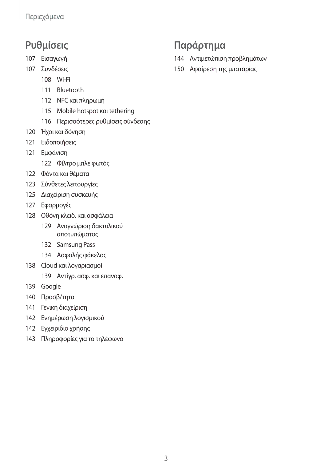 Samsung SM-A320FZKNCOS, SM-A520FZKAVGR, SM-A520FZKAEUR, SM-A520FZDAVGR, SM-A320FZDNCOS, SM-A320FZINCOS manual ΡυθμίσειςΠαράρτημα 