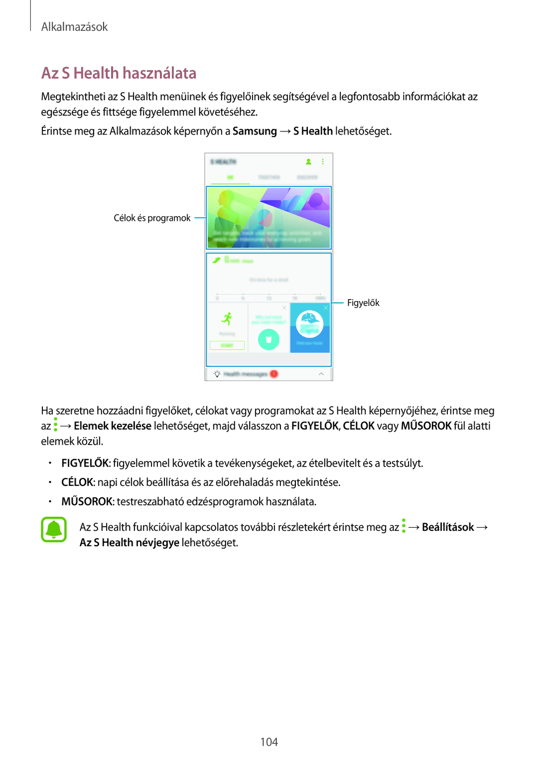 Samsung SM-A520FZKAXEH manual Az S Health használata 