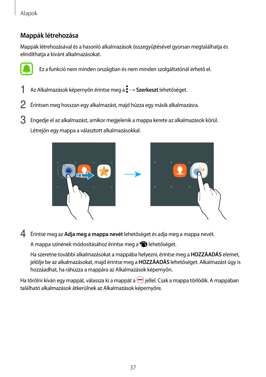 Samsung SM-A520FZKAXEH manual Mappák létrehozása 