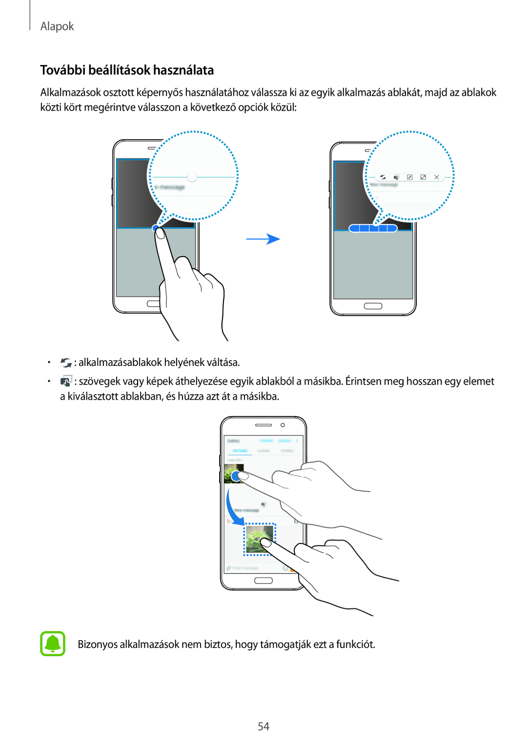 Samsung SM-A520FZKAXEH manual További beállítások használata 