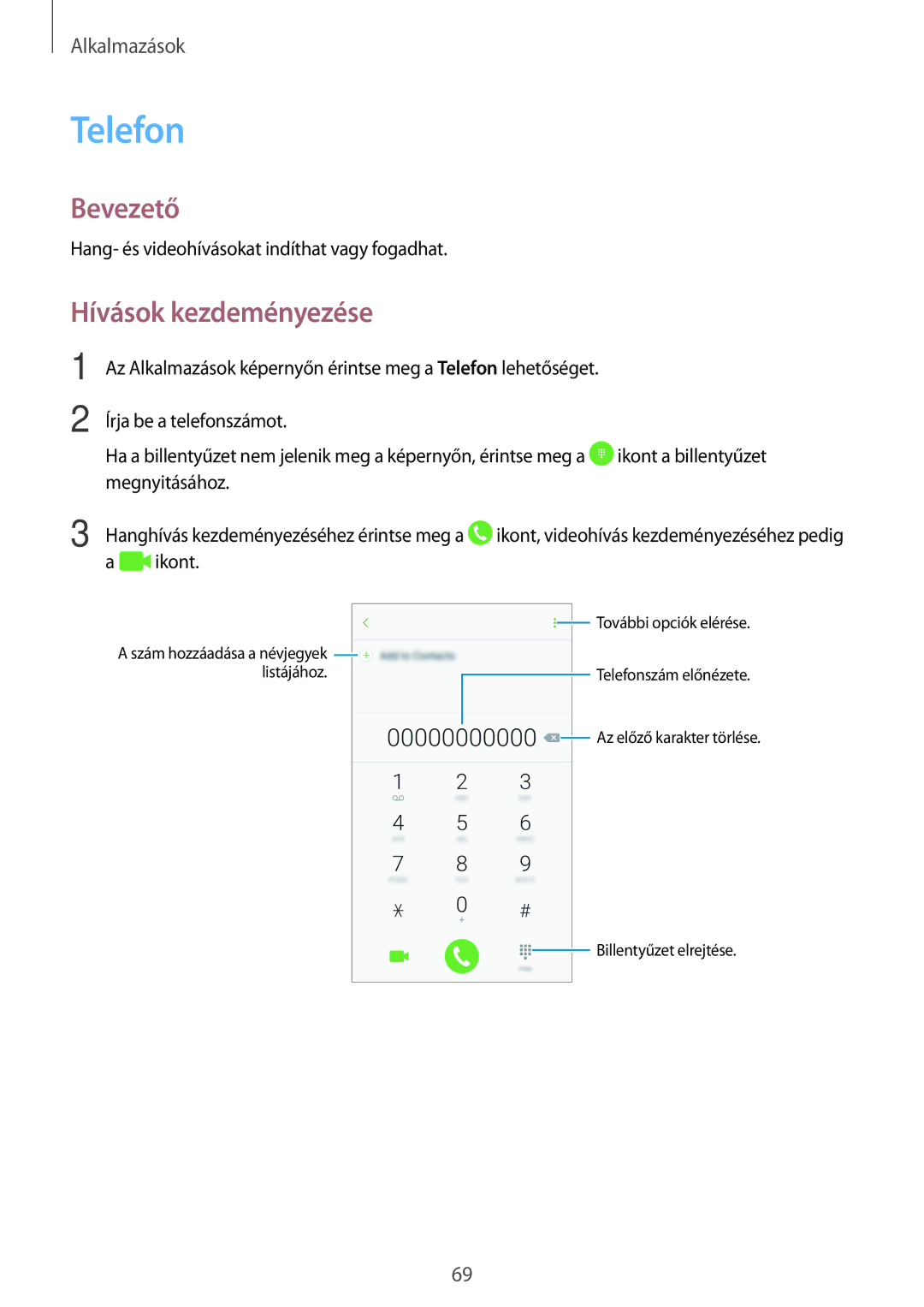 Samsung SM-A520FZKAXEH manual Telefon, Hívások kezdeményezése 