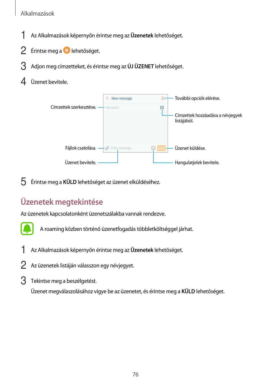 Samsung SM-A520FZKAXEH manual Üzenetek megtekintése 