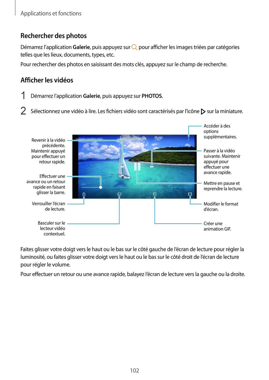 Samsung SM-A530FZDDXEF, SM-A530FZVDXEF, SM-A530FZKDXEF, SM-A530FZKAFTM manual Rechercher des photos, Afficher les vidéos 