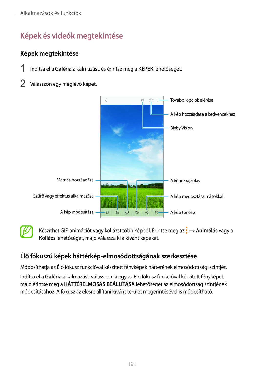 Samsung SM-A530FZDAPAN, SM-A530FZDDXEH, SM-A530FZKDXEH, SM-A530FZVDXEH manual Képek és videók megtekintése, Képek megtekintése 