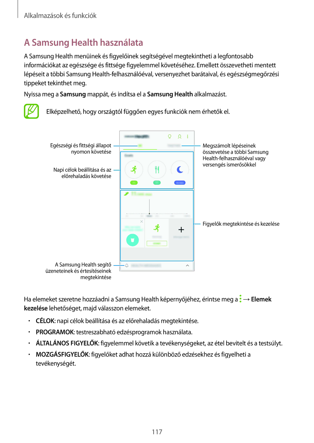 Samsung SM-A530FZVAPAN, SM-A530FZDDXEH, SM-A530FZKDXEH, SM-A530FZVDXEH manual Samsung Health használata, Megtekintése 