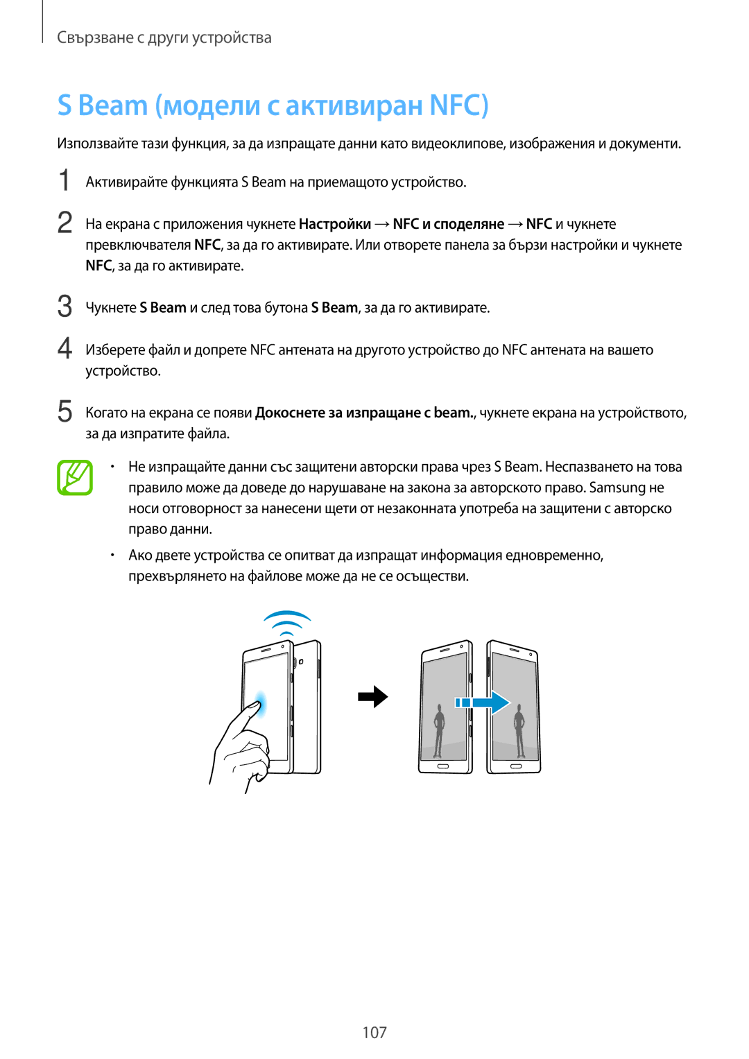 Samsung SM-A700FZKABGL, SM-A700FZDABGL, SM-A500FZDUBGL, SM-A700FZWABGL manual Beam модели с активиран NFC 