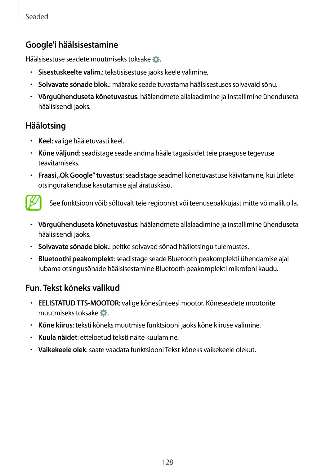 Samsung SM-A700FZKASEB, SM-A700FZDASEB, SM-A700FZWASEB manual Googlei häälsisestamine, Häälotsing, Fun. Tekst kõneks valikud 