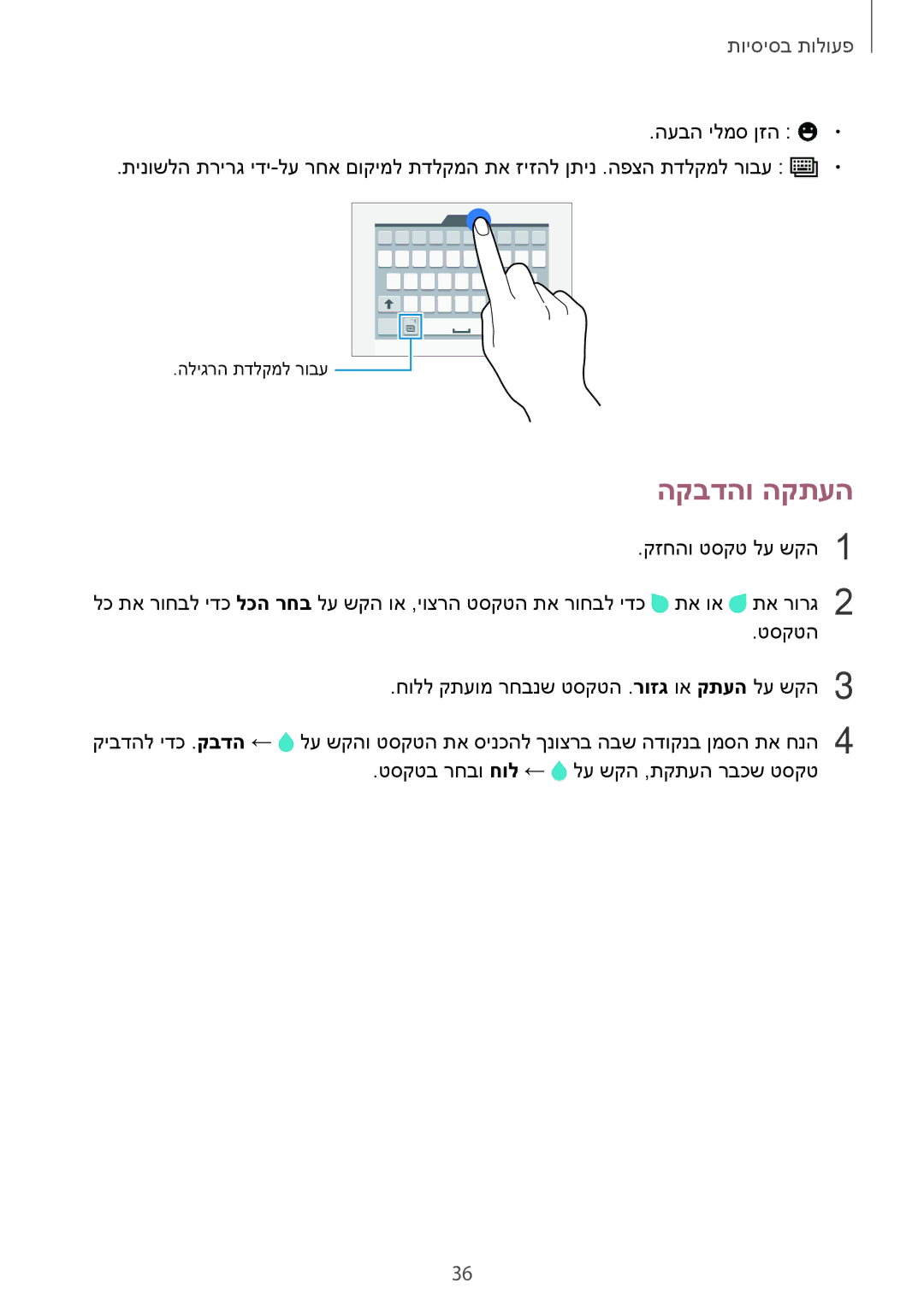 Samsung SM-A500FZDAILO, SM-A700FZDASEE, SM-A700FZKASEE, SM-A500FZWACEL, SM-A500FZWAPCL, SM-A500FZWDILO manual הקבדהו הקתעה 