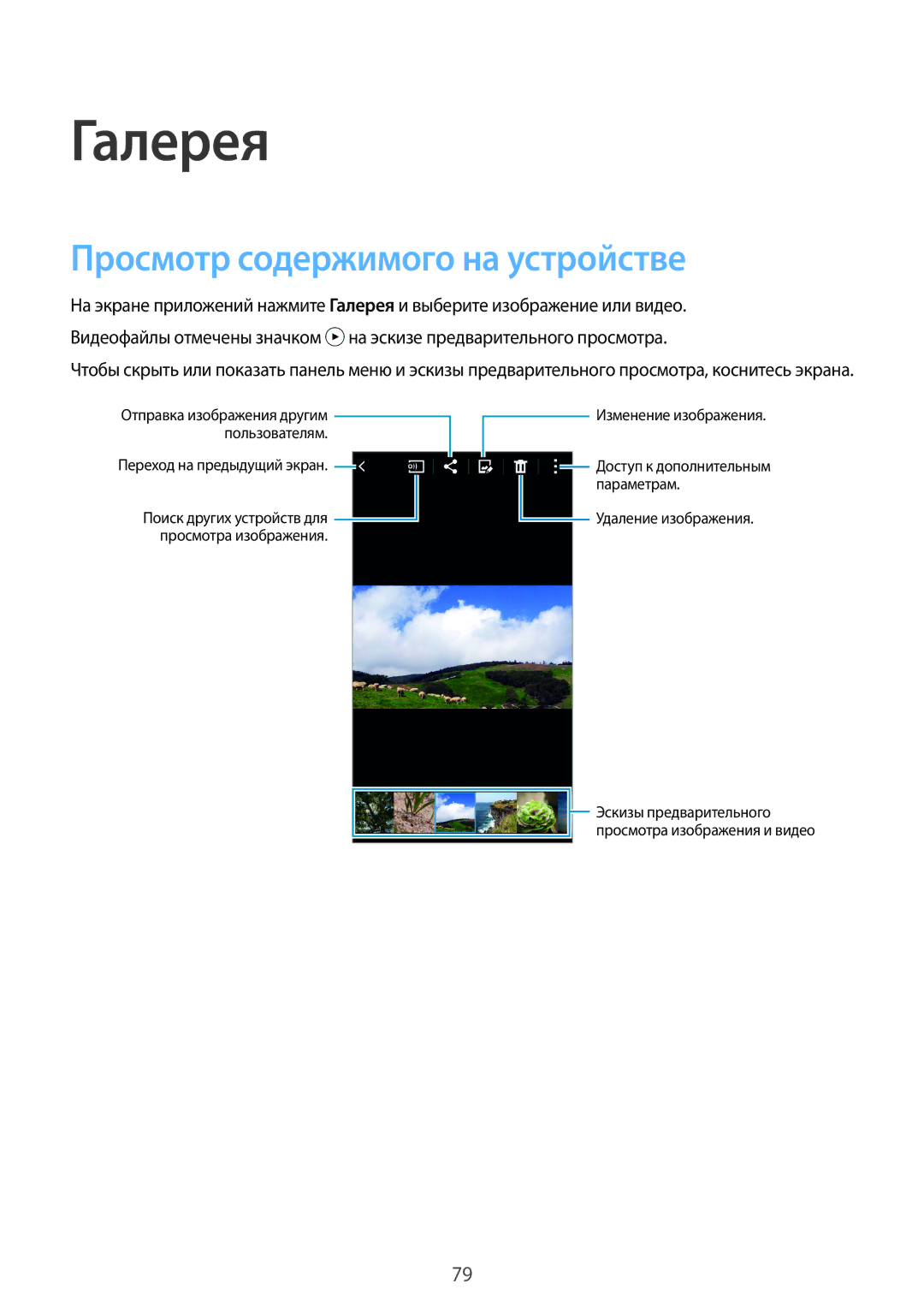 Samsung SM-A700FZDDSER manual Галерея, Просмотр содержимого на устройстве 