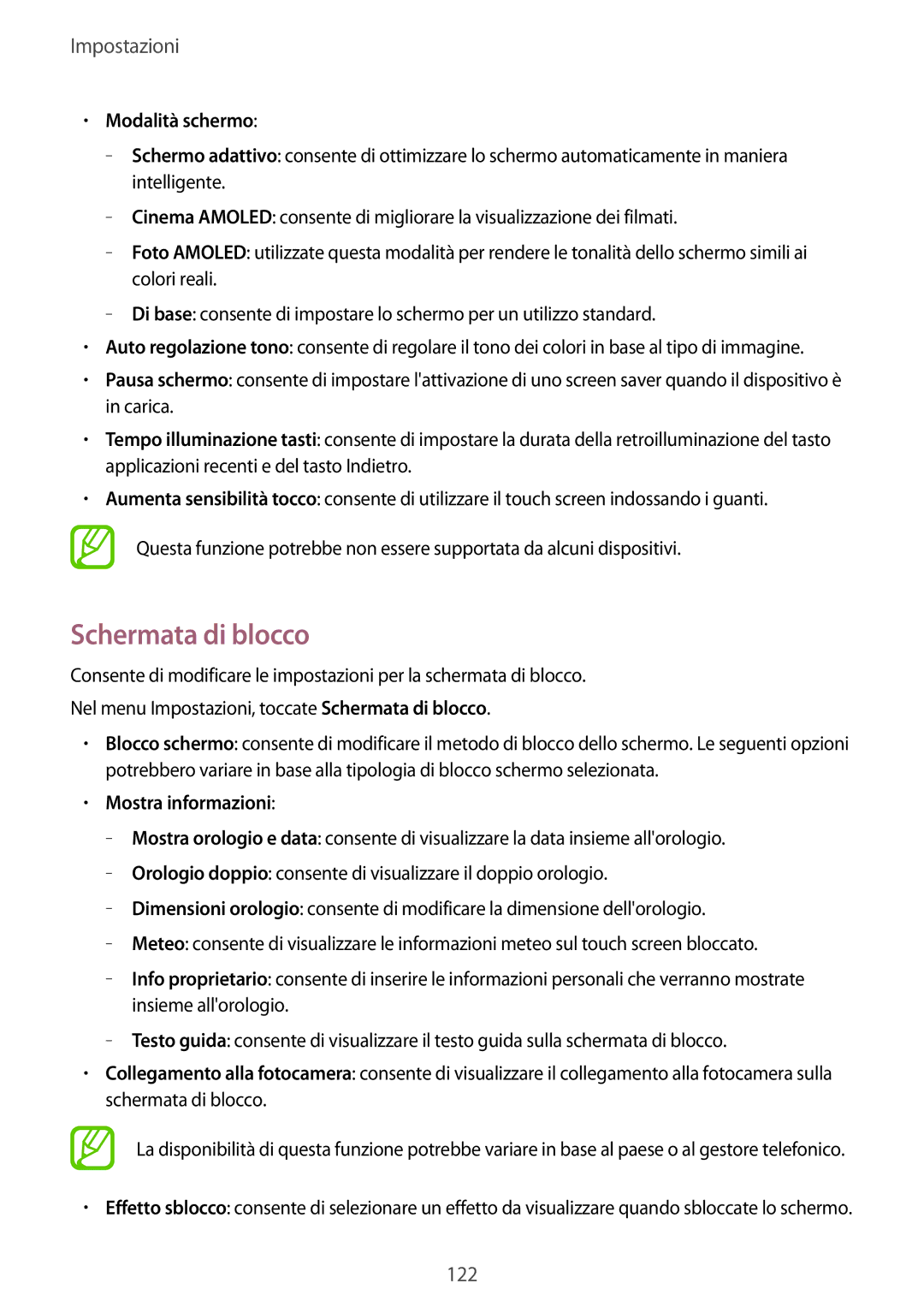 Samsung SM-A500FZWUWIN, SM-A700FZKADBT, SM-A500FZWUPRT manual Schermata di blocco, Modalità schermo, Mostra informazioni 