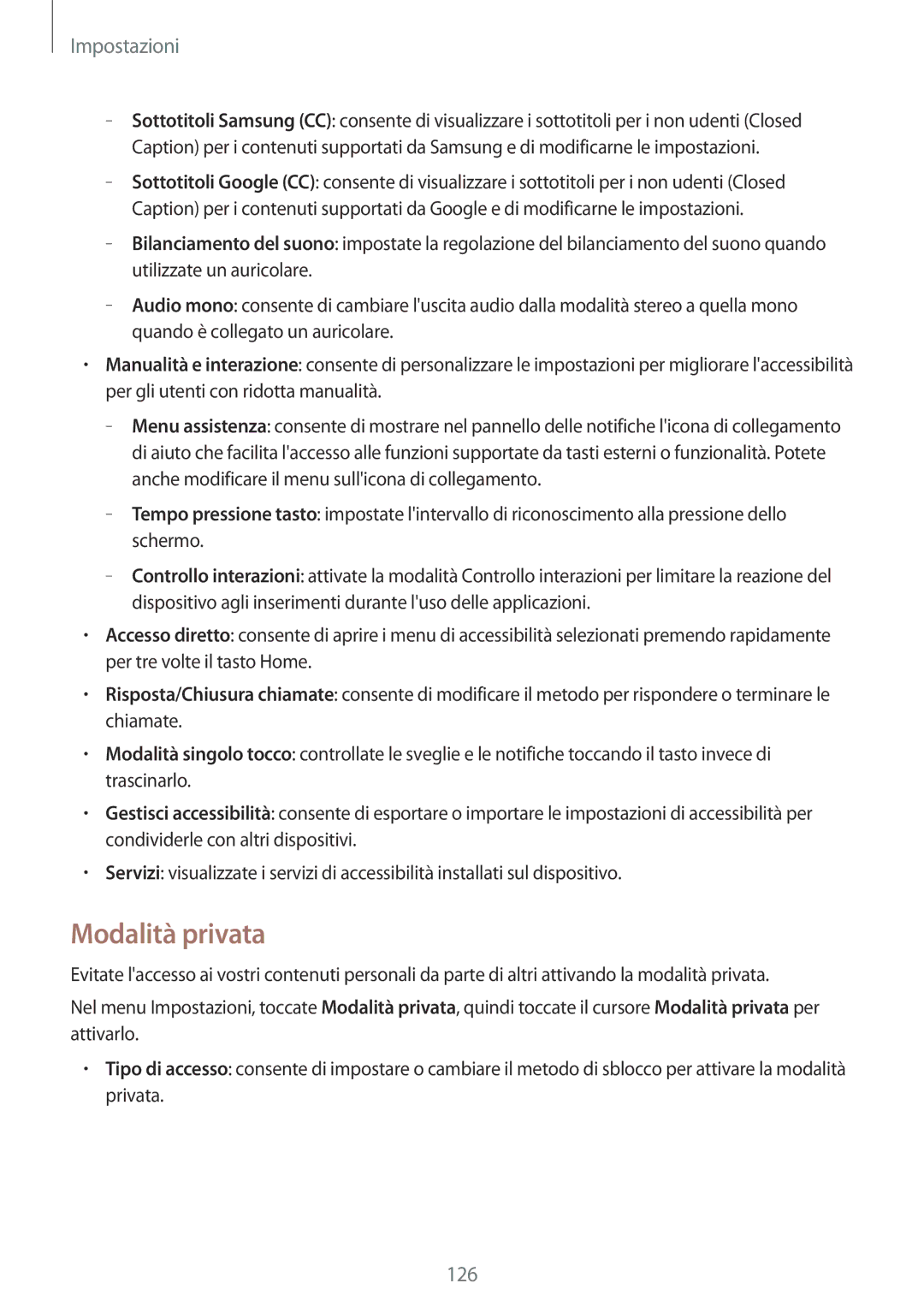 Samsung SM-A700FZKAITV, SM-A700FZKADBT, SM-A500FZWUPRT, SM-A500FZKUDPL, SM-A500FZKUDBT, SM-A500FZKUPLS manual Modalità privata 