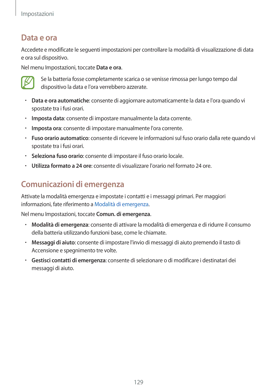 Samsung SM-A500FZKUWIN, SM-A700FZKADBT, SM-A500FZWUPRT, SM-A500FZKUDPL manual Data e ora, Comunicazioni di​ emergenza 