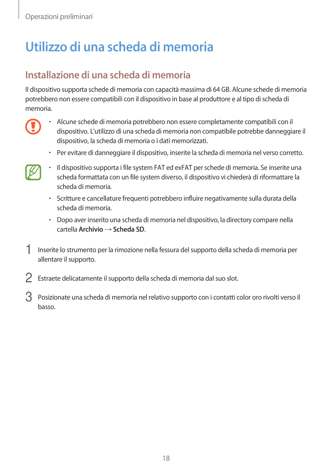 Samsung SM-A500FZKUITV, SM-A700FZKADBT manual Utilizzo di una scheda di memoria, Installazione di una scheda di memoria 