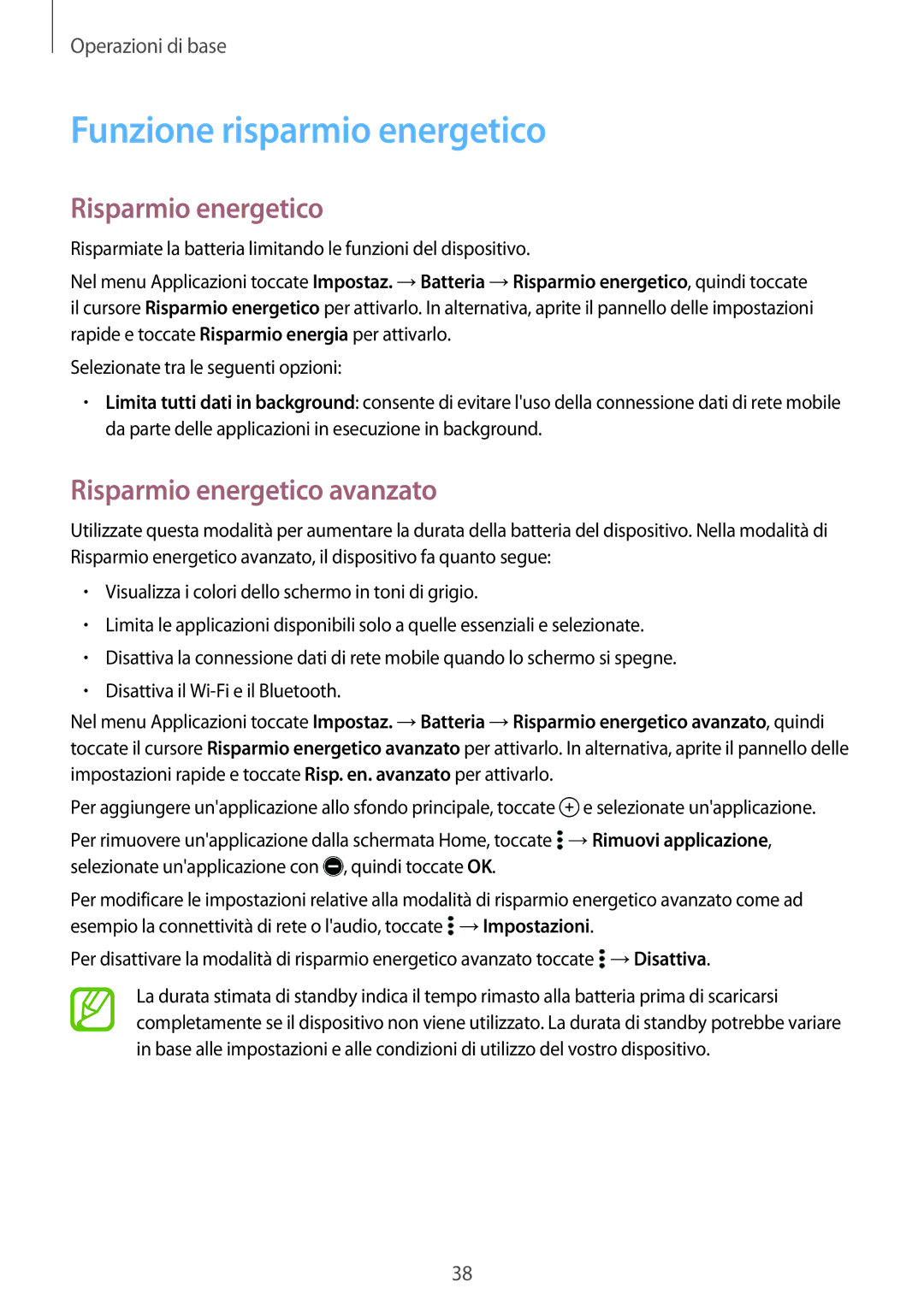 Samsung SM-A700FZKAITV, SM-A700FZKADBT, SM-A500FZWUPRT Funzione risparmio energetico, Risparmio energetico avanzato 