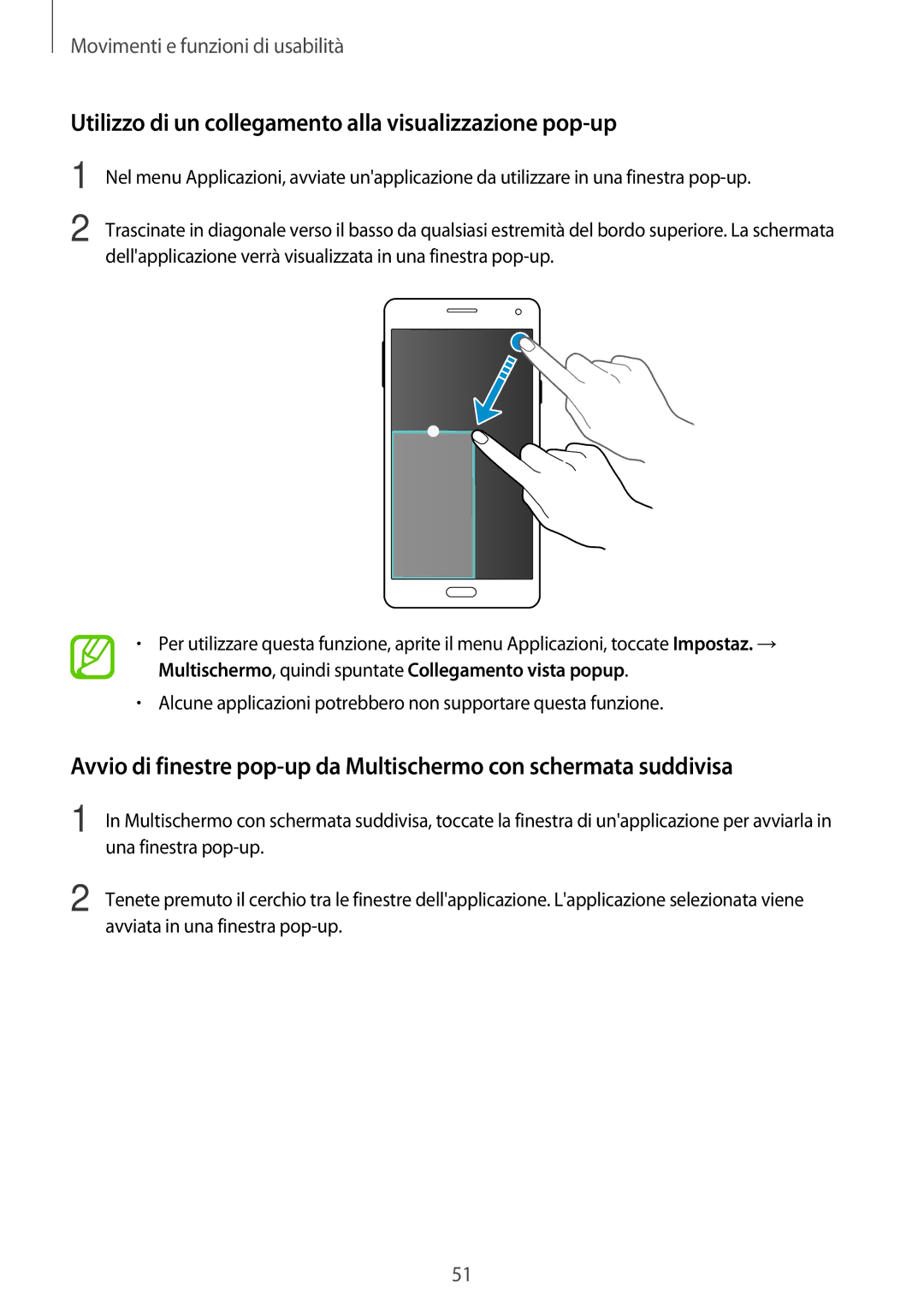 Samsung SM-A500FZDUXEO, SM-A700FZKADBT manual Utilizzo di un collegamento alla visualizzazione pop-up, Una finestra pop-up 