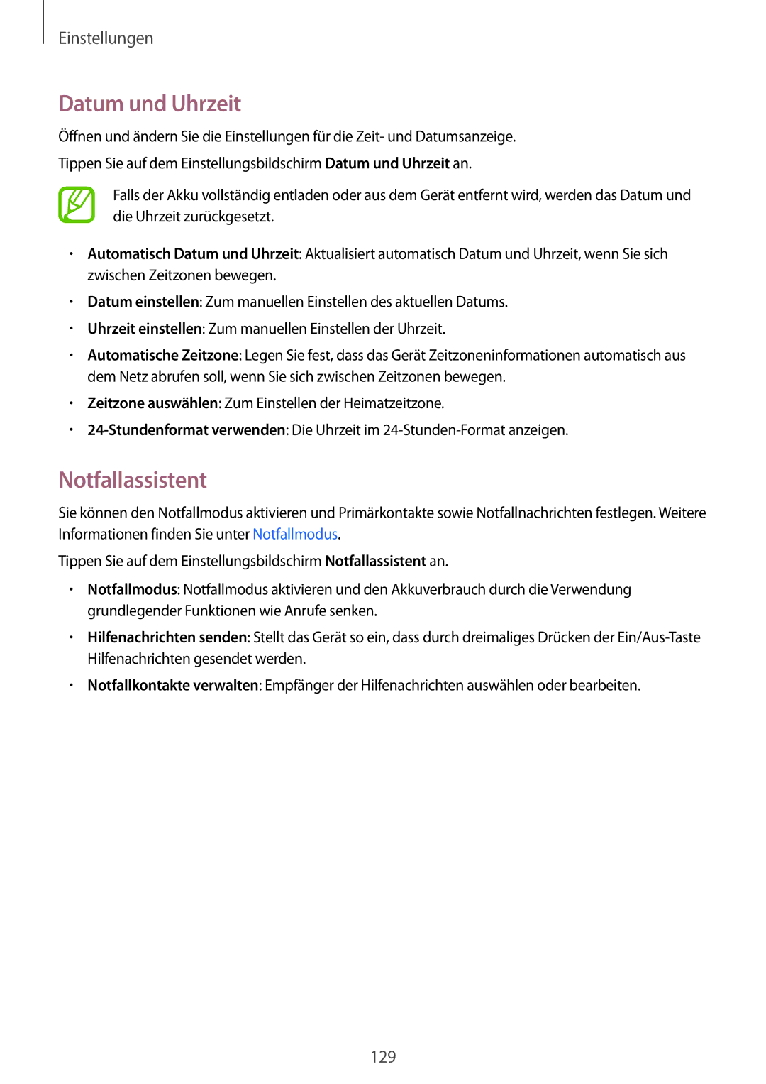 Samsung SM-A500FZWUDBT, SM-A700FZKADBT, SM-A700FZKACYO, SM-A500FZWUPRT, SM-A500FZWUDDE Datum und Uhrzeit, Notfallassistent 