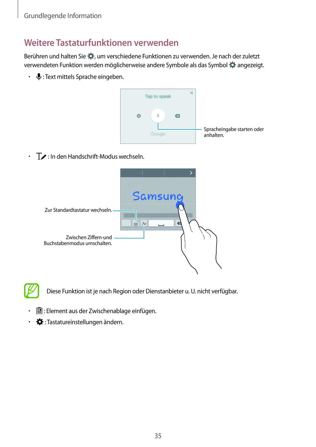 Samsung SM-A500FZDUATO, SM-A700FZKADBT, SM-A700FZKACYO, SM-A500FZWUPRT, SM-A500FZWUDDE Weitere Tastaturfunktionen verwenden 