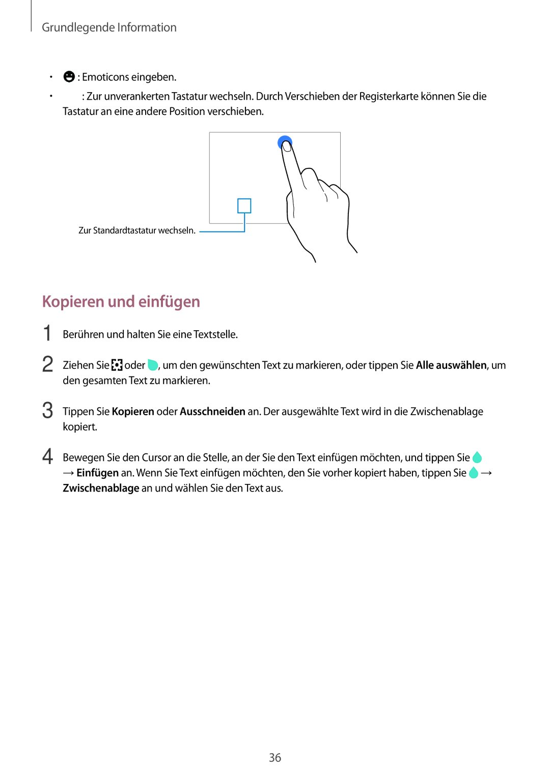 Samsung SM-A700FZDASEB, SM-A700FZKADBT, SM-A700FZKACYO, SM-A500FZWUPRT, SM-A500FZWUDDE, SM-A500FZWUATO Kopieren und einfügen 