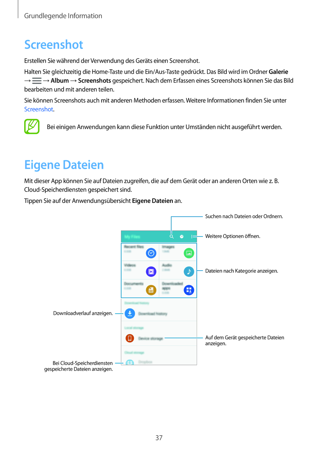 Samsung SM-A700FZDATPH, SM-A700FZKADBT, SM-A700FZKACYO, SM-A500FZWUPRT, SM-A500FZWUDDE manual Screenshot, Eigene Dateien 