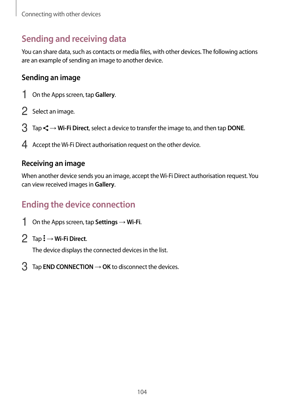 Samsung SM-A700FZKAATO, SM-A700FZKADBT, SM-A700FZKACYO, SM-A700FZWATPH, SM-A700FZDASEB manual Ending the device connection 