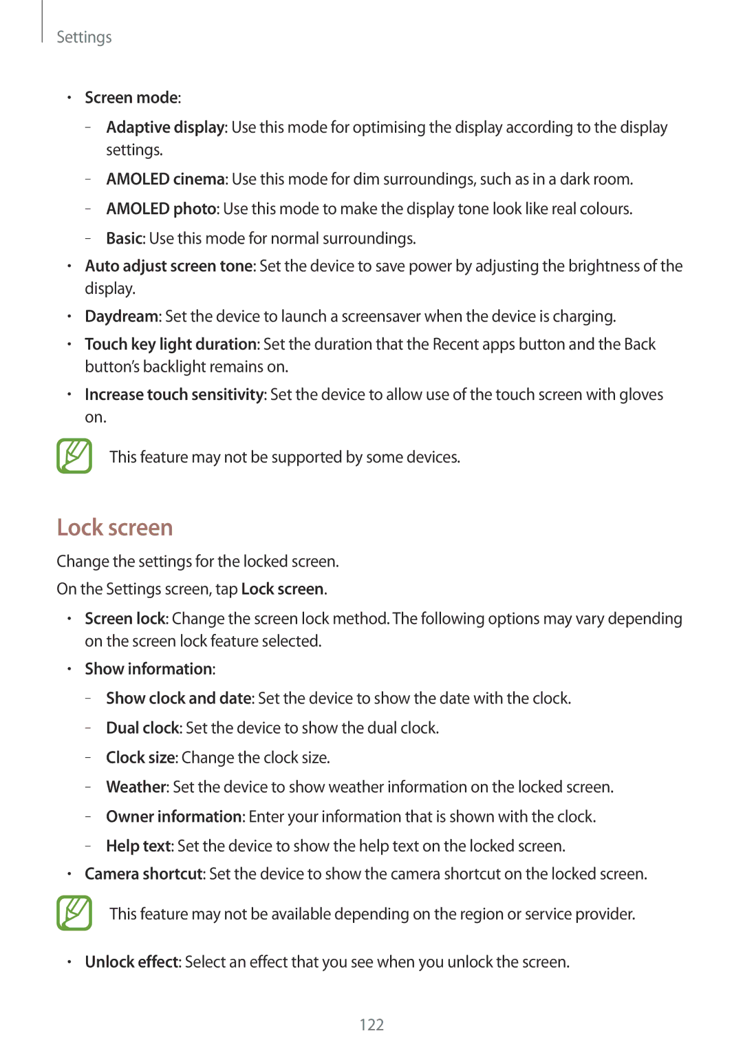 Samsung SM-A700HZKDXXV, SM-A700FZKADBT, SM-A700FZKACYO, SM-A700FZWATPH manual Lock screen, Screen mode, Show information 