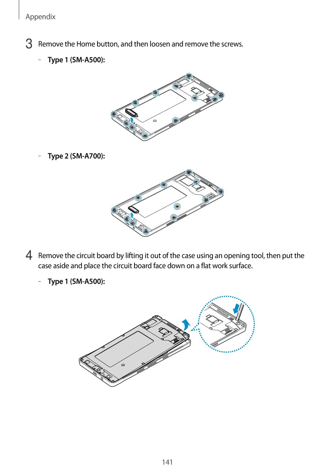 Samsung SM-A700FZDAILO, SM-A700FZKADBT, SM-A700FZKACYO, SM-A700FZWATPH, SM-A700FZDASEB, SM-A700FZDATPH manual Type 1 SM-A500 