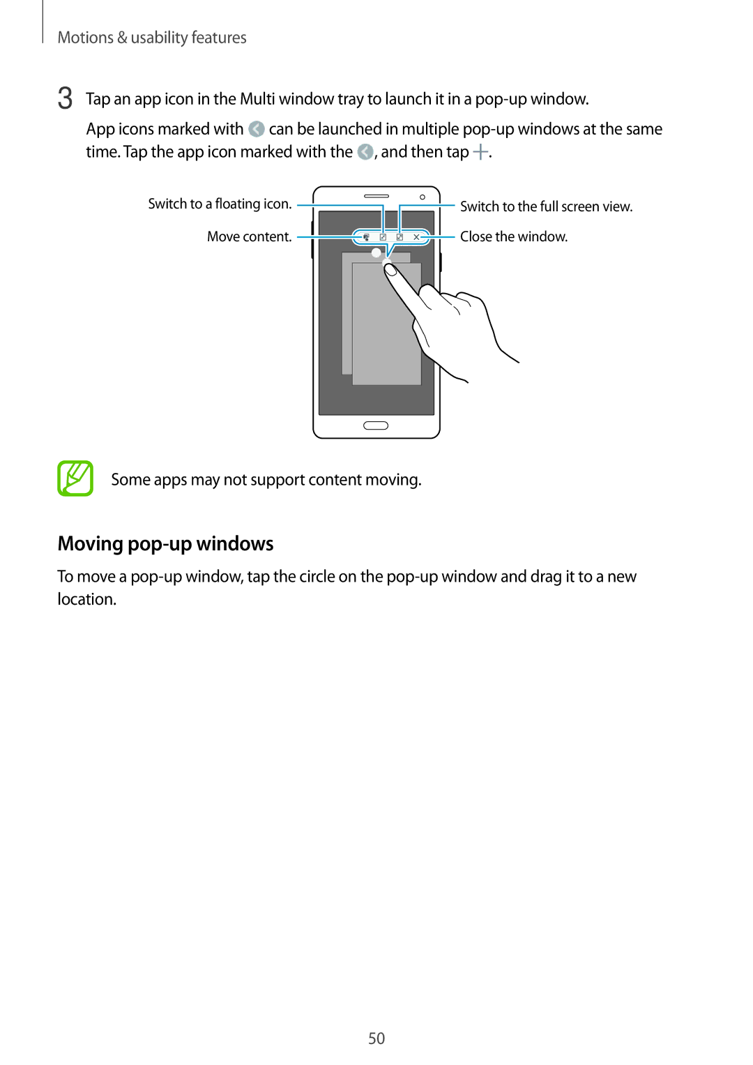 Samsung SM-A700FZWATPH, SM-A700FZKADBT, SM-A700FZKACYO, SM-A700FZDASEB, SM-A700FZDATPH, SM-A700FZWACYO Moving pop-up windows 