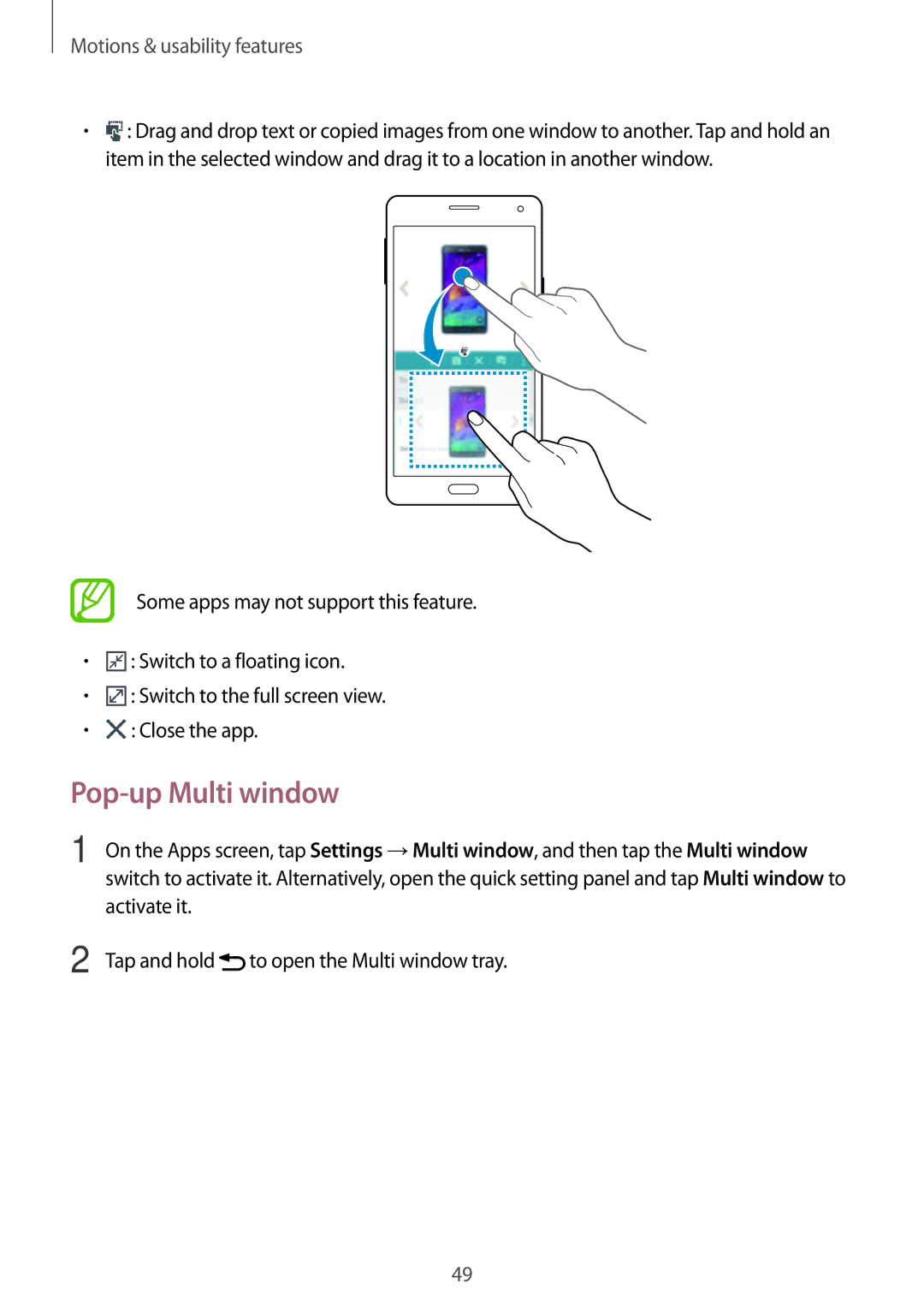 Samsung SM-A700FZWASEB, SM-A700FZKADBT, SM-A700FZKACYO, SM-A700FZWATPH, SM-A700FZDASEB, SM-A700FZDATPH Pop-up Multi window 