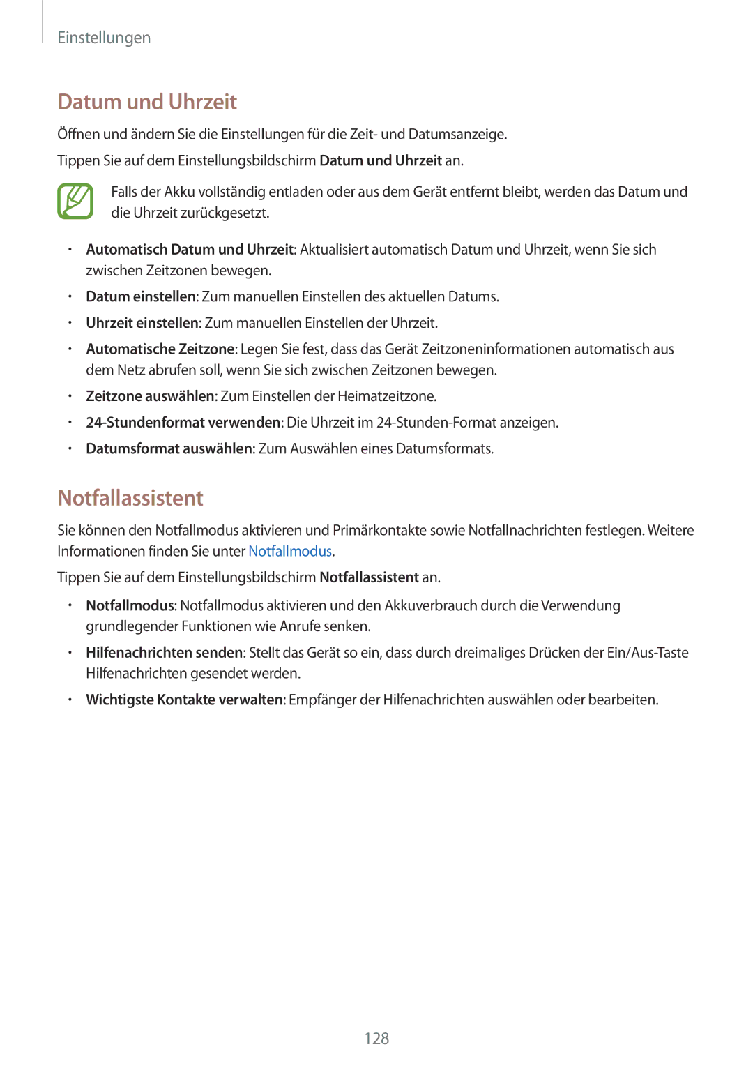 Samsung SM-A700FZKAATO, SM-A700FZKADBT, SM-A700FZKACYO, SM-A700FZWATPH, SM-A700FZDASEB Datum und Uhrzeit, Notfallassistent 