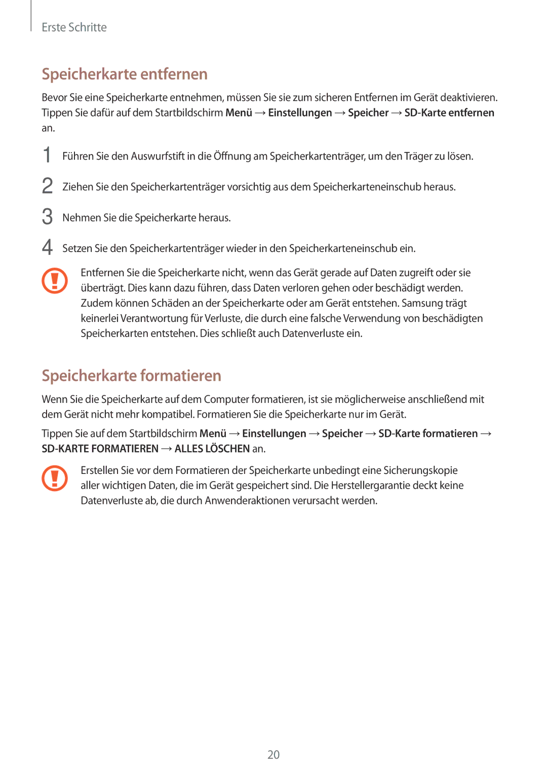 Samsung SM-A700FZWACYO, SM-A700FZKADBT, SM-A700FZKACYO, SM-A700FZWATPH Speicherkarte entfernen, Speicherkarte formatieren 