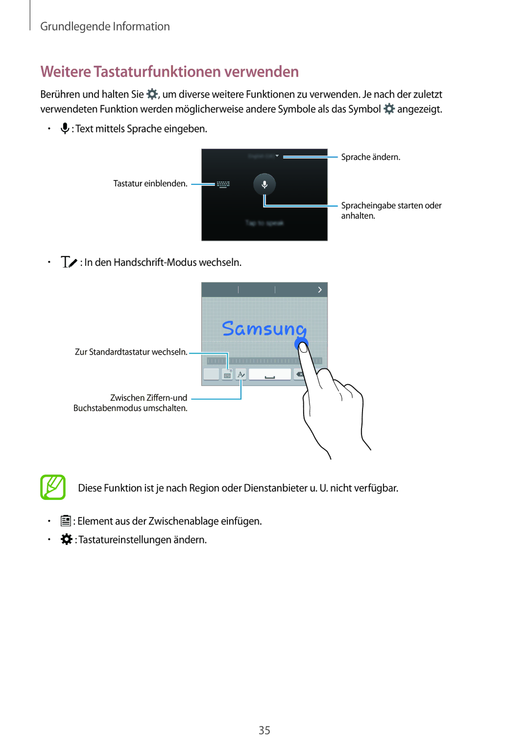 Samsung SM-A700FZWACYO, SM-A700FZKADBT, SM-A700FZKACYO, SM-A700FZWATPH, SM-A700FZDASEB Weitere Tastaturfunktionen verwenden 