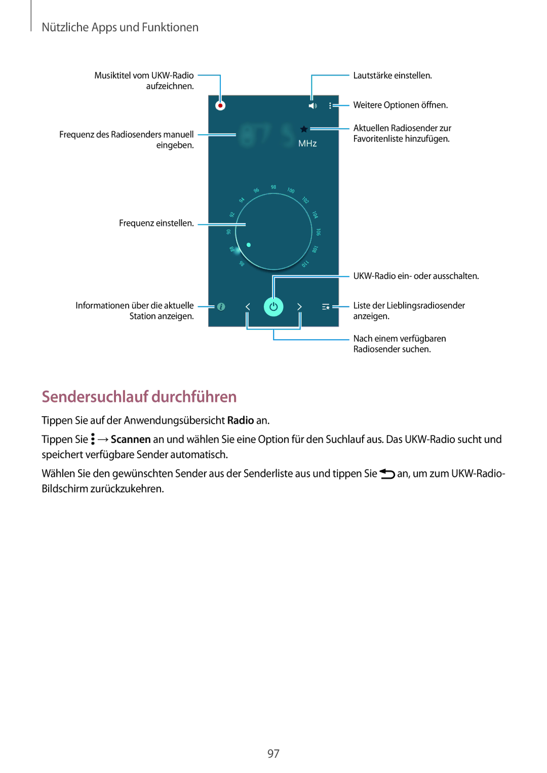 Samsung SM-A700FZKATPH, SM-A700FZKADBT, SM-A700FZKACYO, SM-A700FZWATPH, SM-A700FZDASEB manual Sendersuchlauf durchführen 