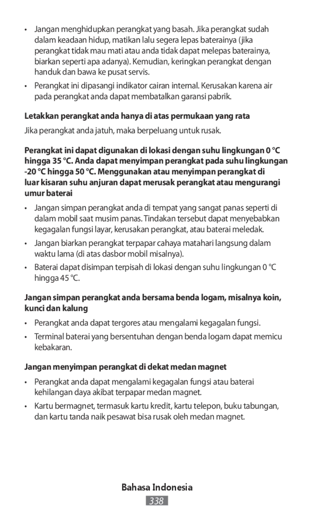 Samsung SM-A700FZKATPH, SM-A700FZKADBT, SM-A700FZKACYO manual Letakkan perangkat anda hanya di atas permukaan yang rata 