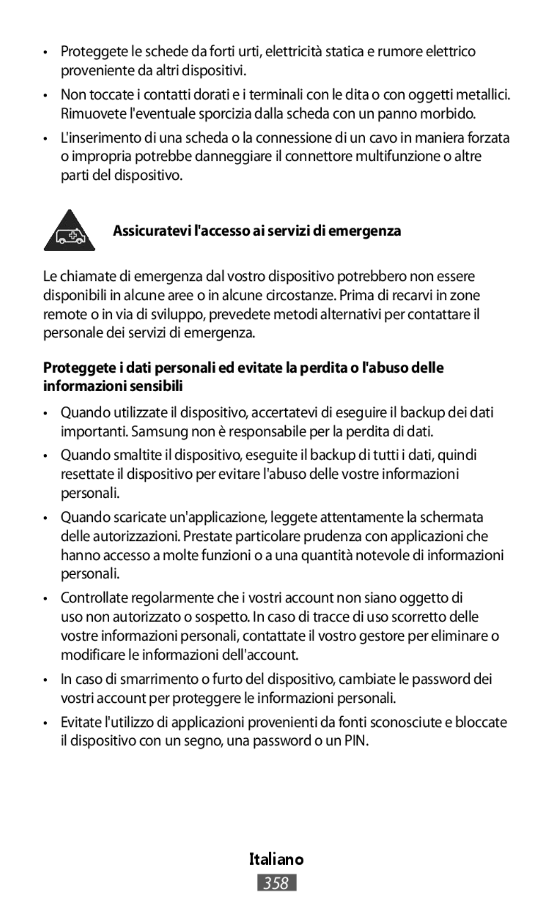 Samsung SM-T700NHAADBT, SM-A700FZKADBT, SM-A700FZKACYO, SM-T700NZWAXEO manual Assicuratevi laccesso ai servizi di emergenza 