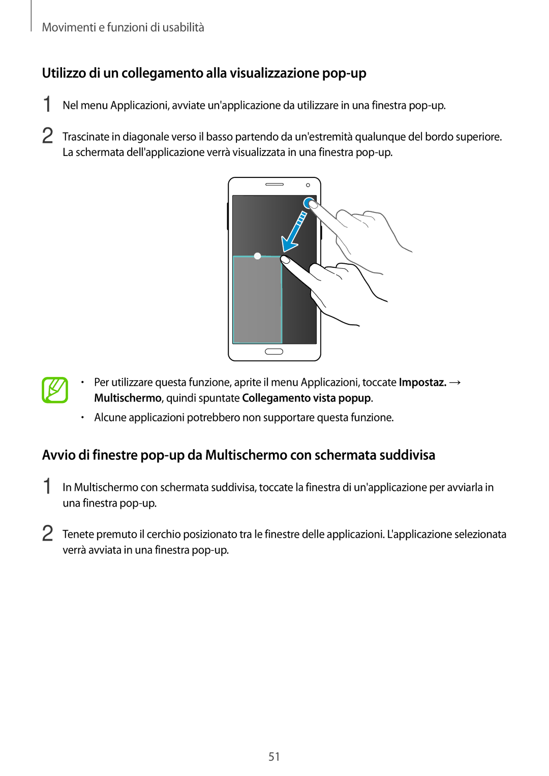 Samsung SM-A700FZDASEE, SM-A700FZKADBT manual Utilizzo di un collegamento alla visualizzazione pop-up, Una finestra pop-up 