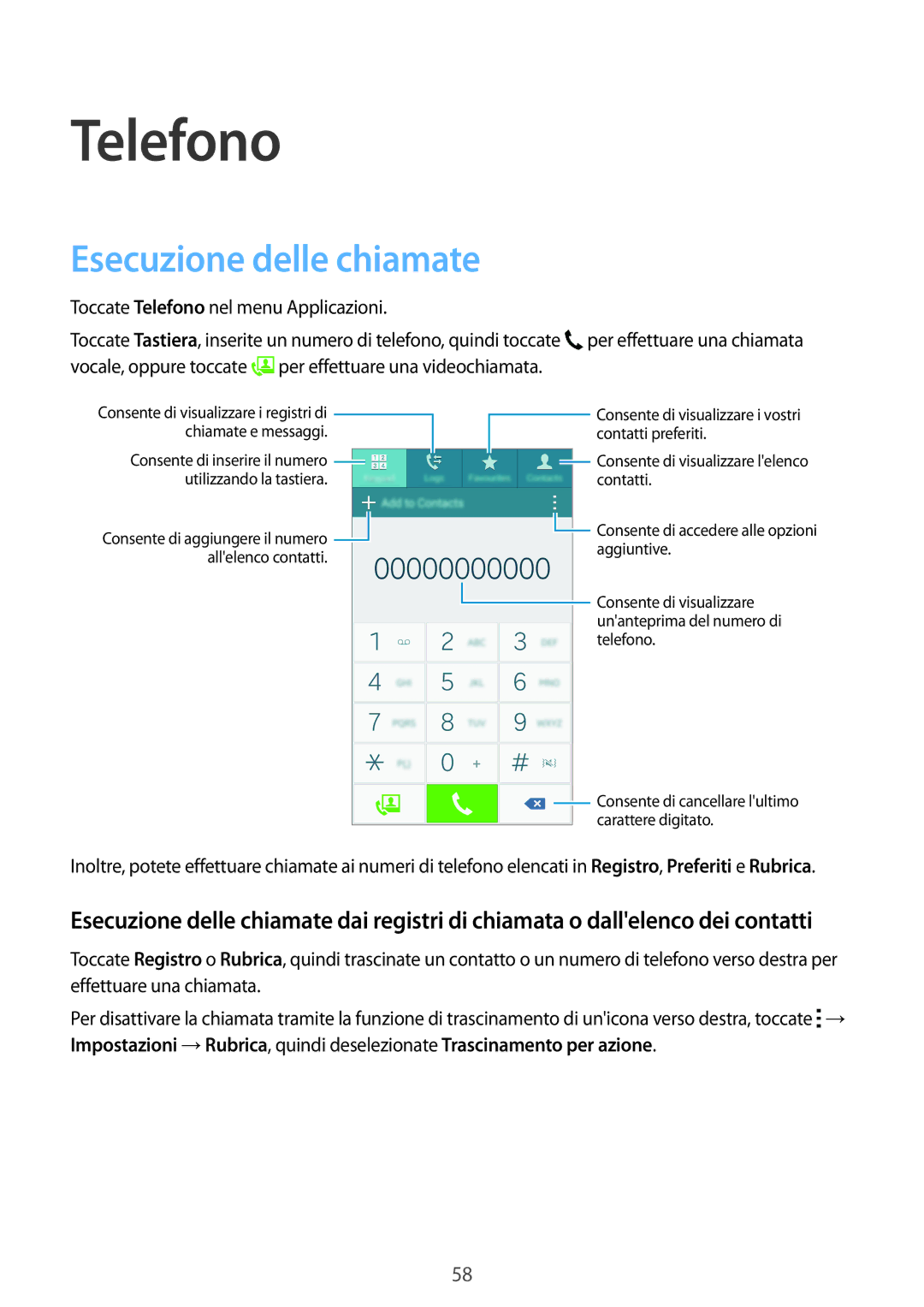 Samsung SM-A700FZWAXEF, SM-A700FZKADBT, SM-A700FZWADBT, SM-A700FZDASEE, SM-A700FZKAXEO Telefono, Esecuzione delle chiamate 