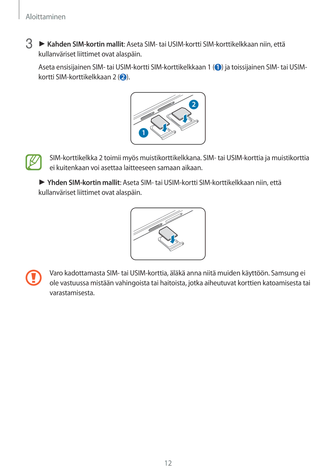 Samsung SM-A700FZKANEE, SM-A700FZDANEE, SM-A700FZWANEE manual Aloittaminen 