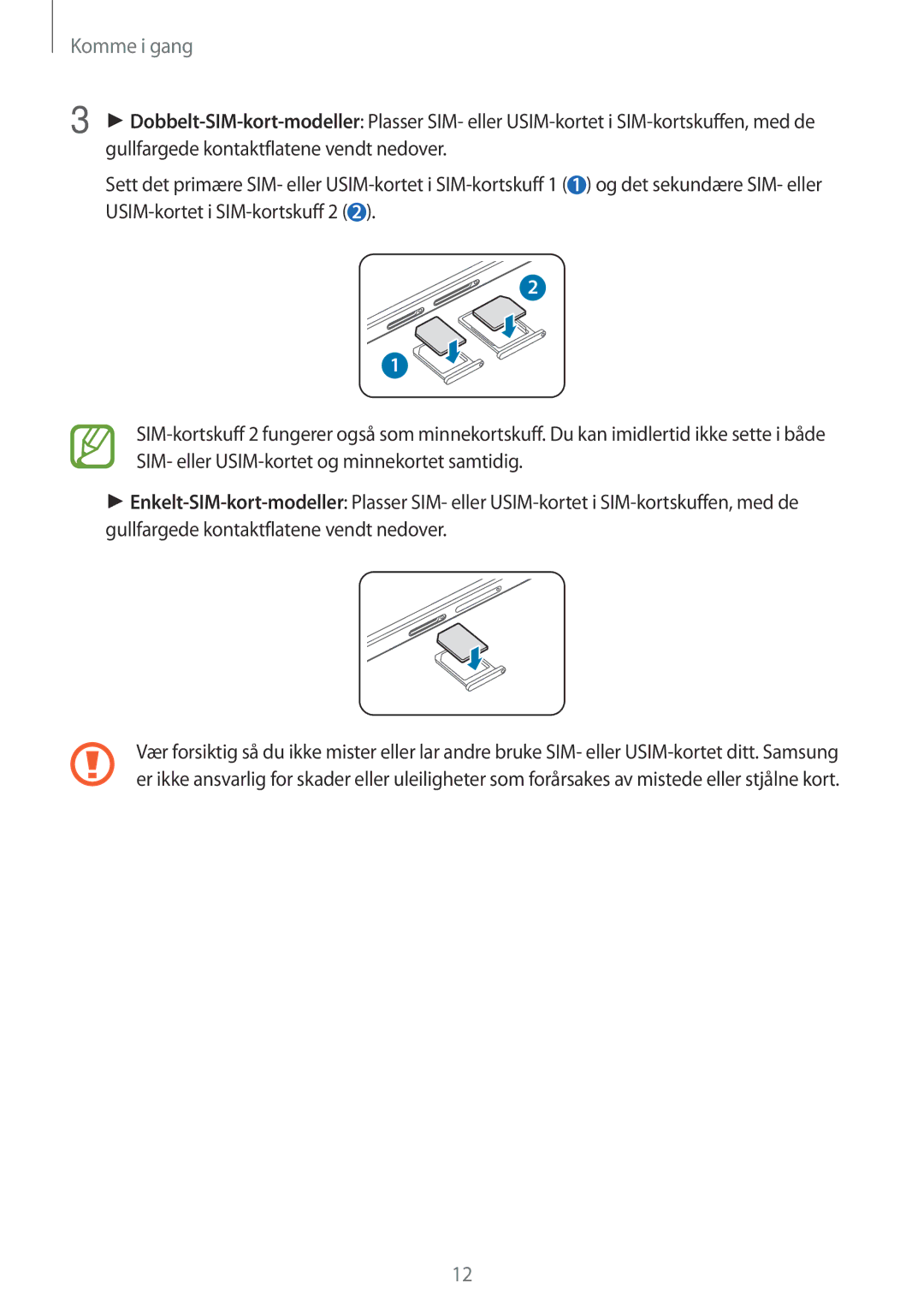 Samsung SM-A700FZKANEE, SM-A700FZDANEE, SM-A700FZWANEE manual Komme i gang 