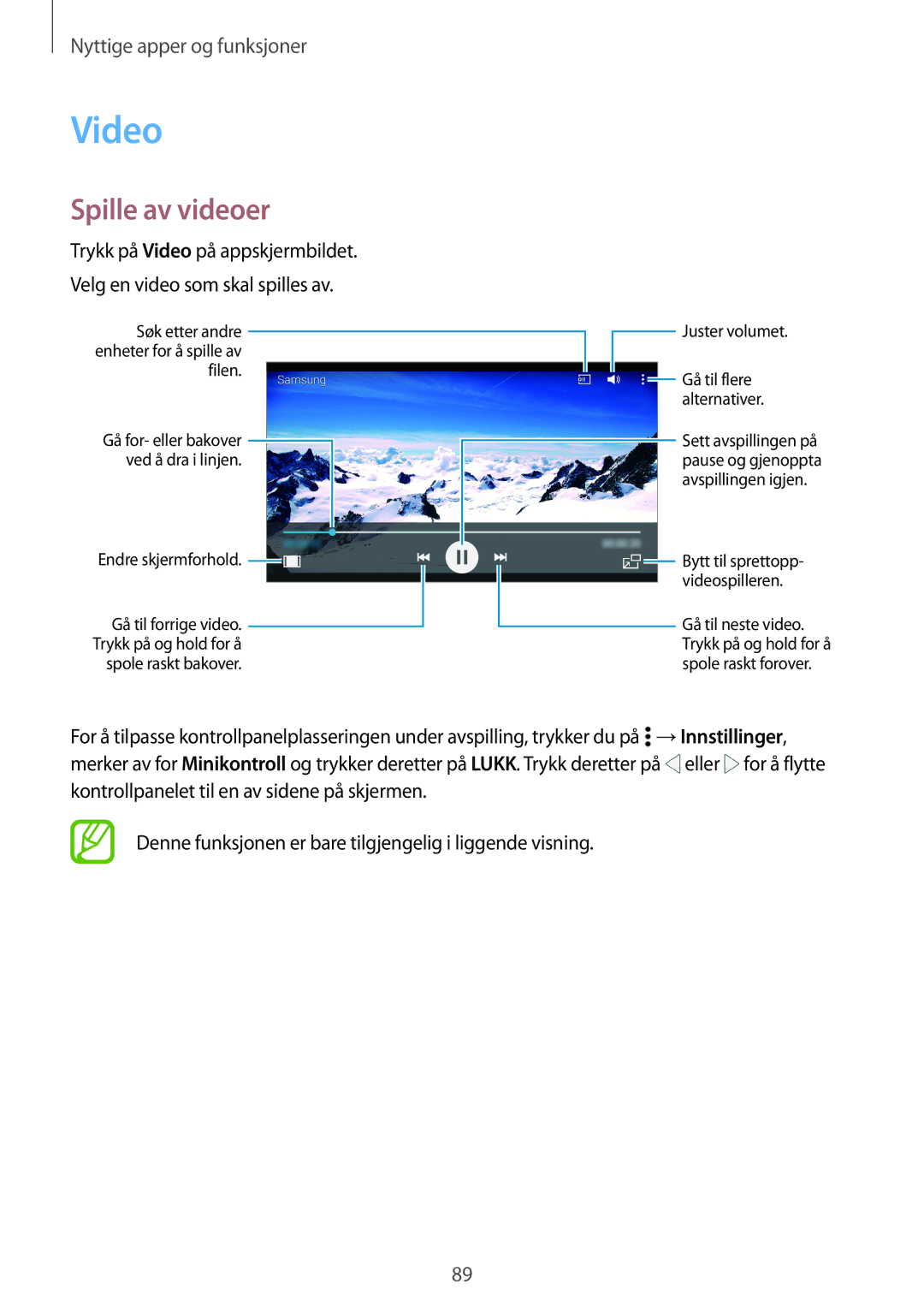 Samsung SM-A700FZWANEE, SM-A700FZKANEE, SM-A700FZDANEE manual Video, Spille av videoer 