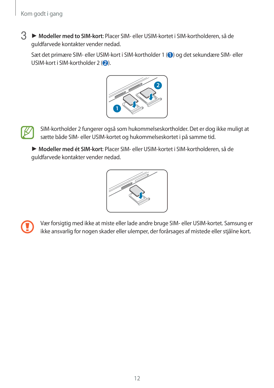 Samsung SM-A700FZKANEE, SM-A700FZDANEE, SM-A700FZWANEE manual Kom godt i gang 