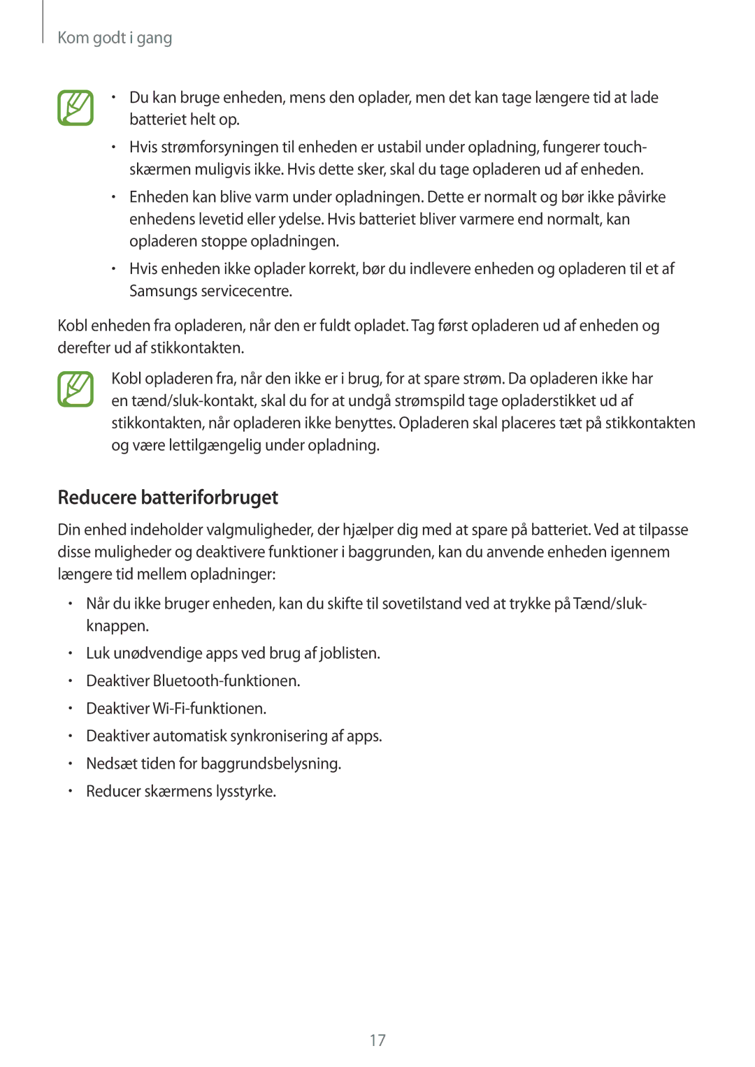 Samsung SM-A700FZWANEE, SM-A700FZKANEE, SM-A700FZDANEE manual Reducere batteriforbruget 